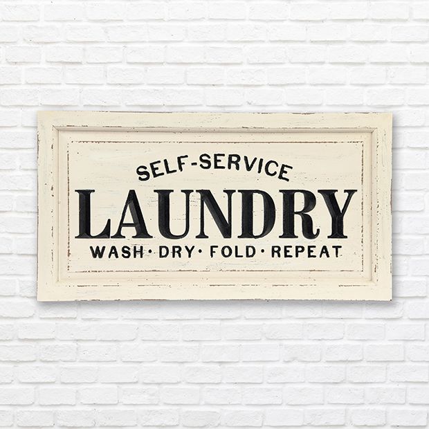 Distressed Wooden Laundry Wall Sign | Antique Farmhouse