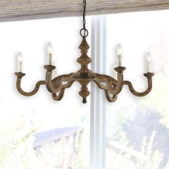 6 Light Rustic Wood Chandelier