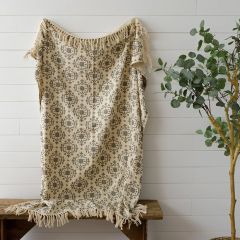 Arabesque Pattern Fringed Throw Blanket