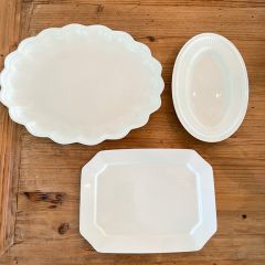 Elegant Stoneware Platter Set of 3