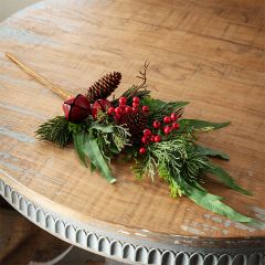 Faux Greenery and Berries Pick With Bell