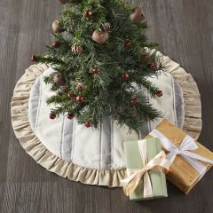 Grain Sack Stripe Ruffled Farmhouse Tree Skirt