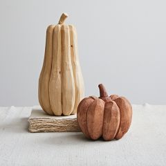 Hand Carved Wooden Pumpkin Figure