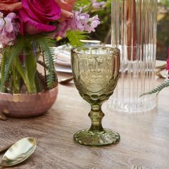 Pressed Green Glass Goblet