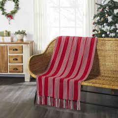 Red Stripe Tasseled Throw Blanket