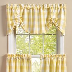 Tie Up Yellow Check Window Valance