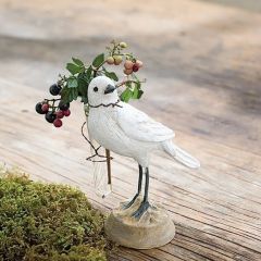 White Bird Figure with Glass Vase