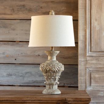 Carved Elegance Gilded Table Lamp Set of 2 | Antique Farmhouse