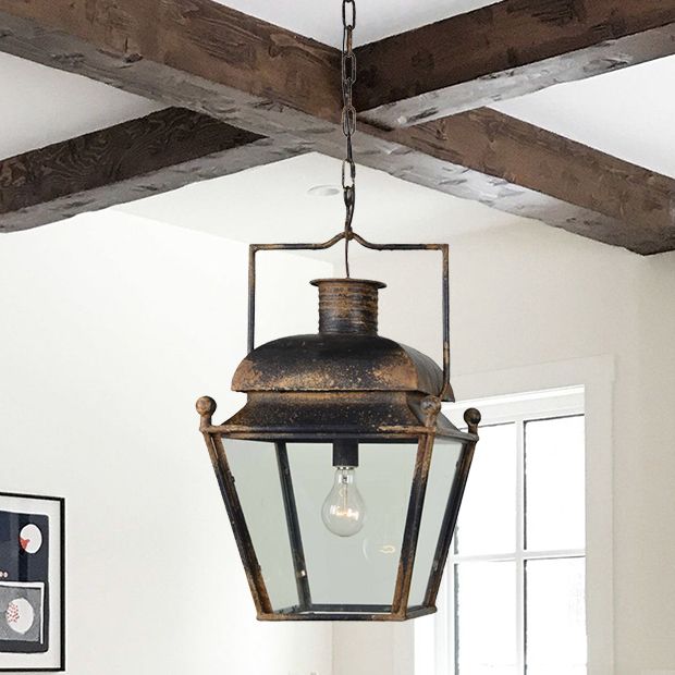 Antiqued Lantern Style Pendant Light | Antique Farmhouse