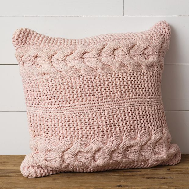 Cotton Knit Blush Throw Pillow | Antique Farmhouse
