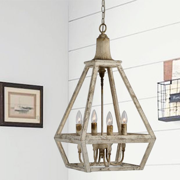 Distressed Style 4 Bulb Pendant Light | Antique Farmhouse