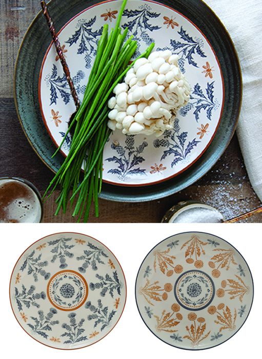 Patterned Stoneware Plate Set of 2 | Antique Farmhouse