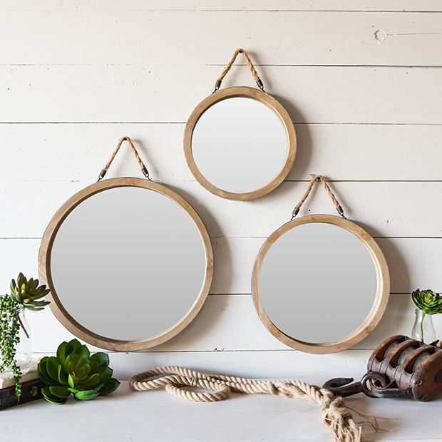 Rope Hanging Mirror Collection Set of 3 | Antique Farmhouse