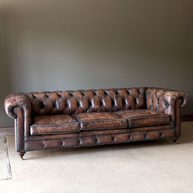 Distressed Leather Chesterfield Sofa | Antique Farmhouse