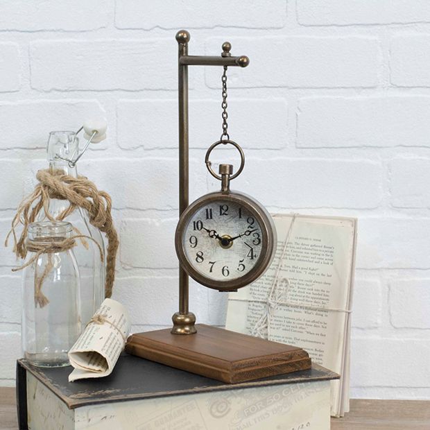 Tabletop Hanging Clock With Stand | Antique Farmhouse