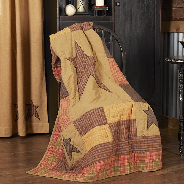 Rustic Star Quilted Throw Blanket | Antique Farmhouse