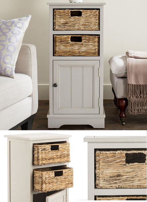 Cabinet With Wicker Drawers | Antique Farmhouse