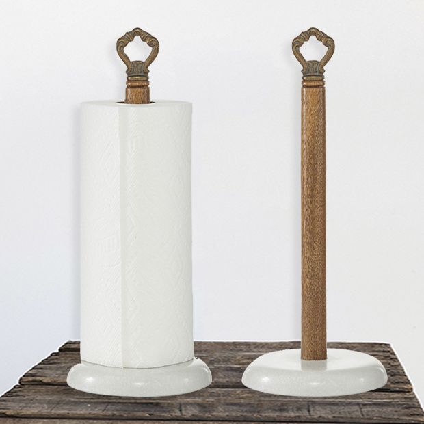 Marble and Wood Paper Towel Holder | Antique Farmhouse