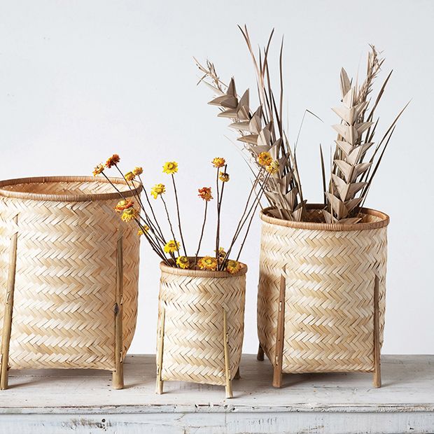 Bamboo Storage Basket With Legs Set of 4 | Antique Farmhouse