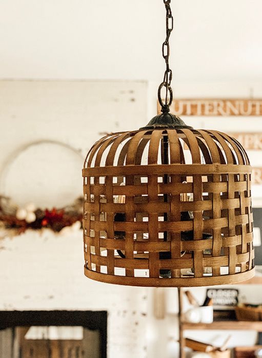 Basket Weave Pendant Light | Antique Farmhouse