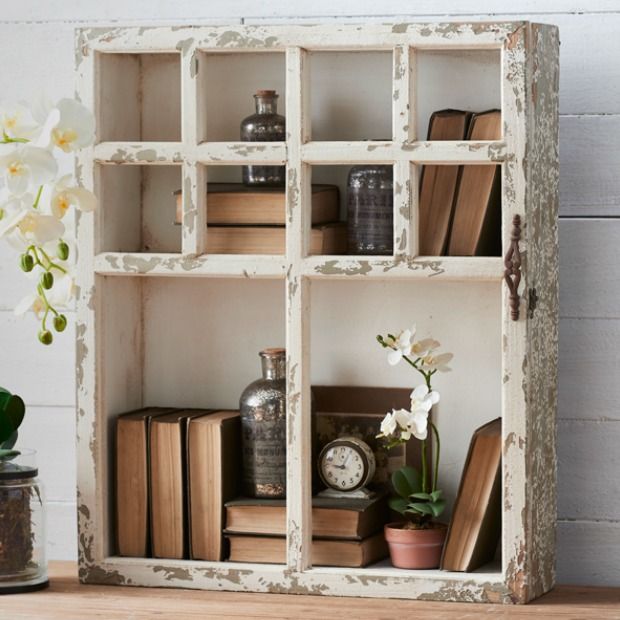 Country Chic Divided Cubby Wall Shelf | Antique Farmhouse