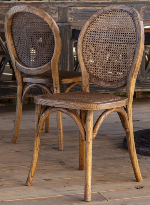 Bistro Style Cane Back Dining Chair Set of 2 | Antique Farmhouse