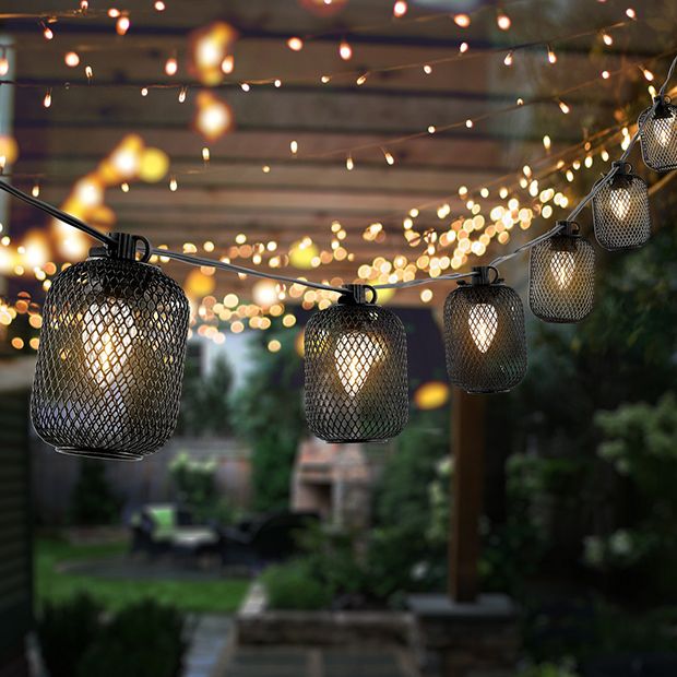 Black Cage LED Outdoor String Lights | Antique Farmhouse