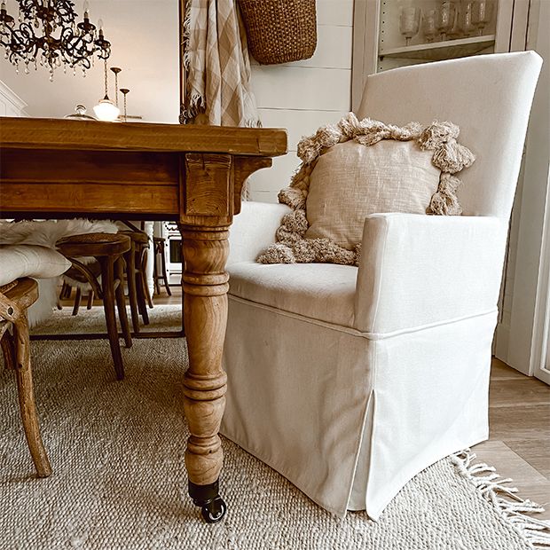 Classic Linen Slipcover Dining Chair | Antique Farmhouse