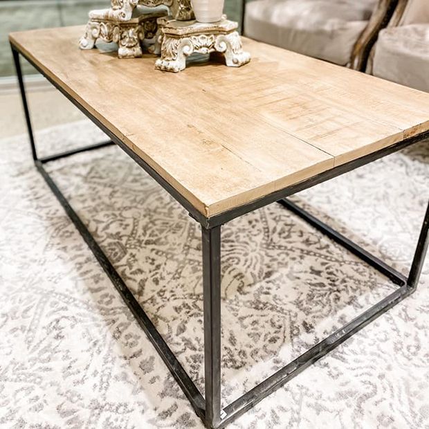 Contemporary Style Wood and Metal Coffee Table | Antique Farmhouse