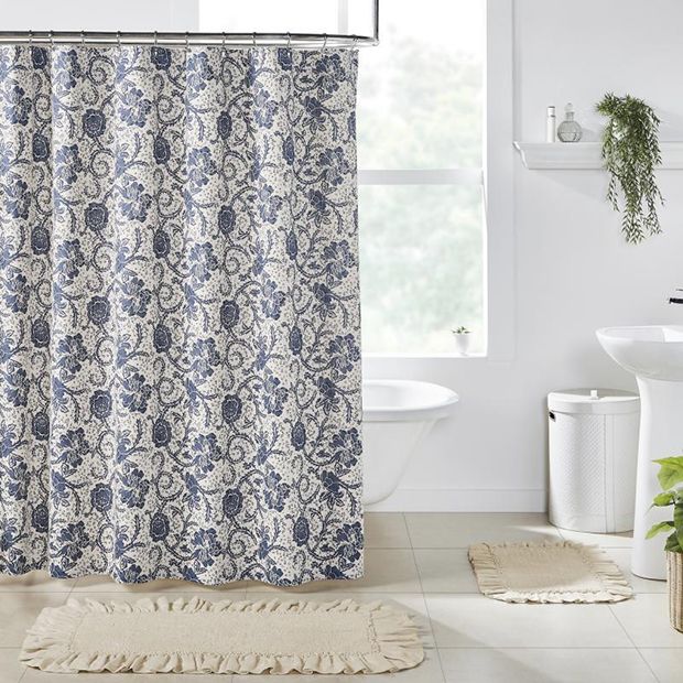 Country Chic Floral Pattern Shower Curtain | Antique Farmhouse