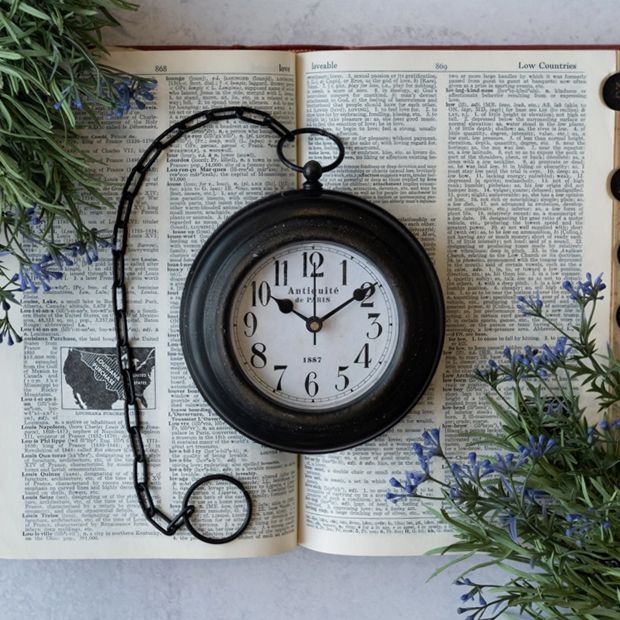 Decorative Pocket Watch Clock With Chain | Antique Farmhouse