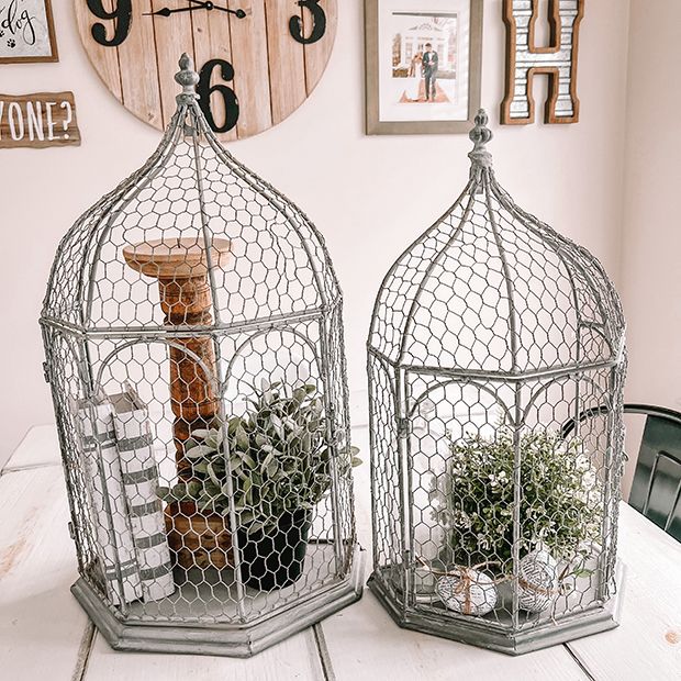 Decorative Simple Iron Bird Cage Set of 2 | Antique Farmhouse