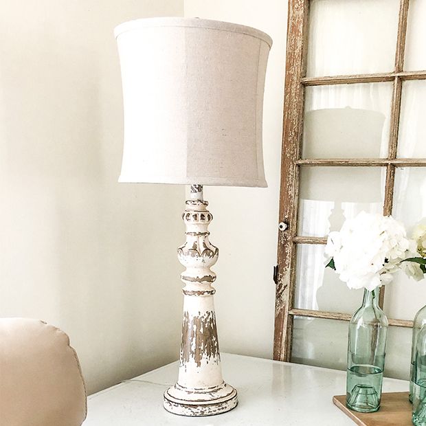 Distressed Farmhouse Table Lamp With Shade | Antique Farmhouse
