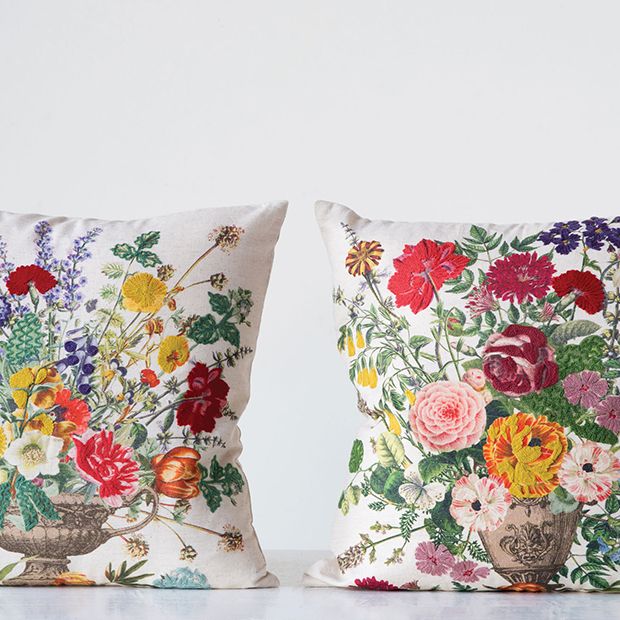 Embroidered Floral Throw Pillow Set of 2 | Antique Farmhouse