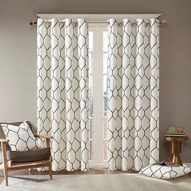Embroidered Geometric Print Curtain Panel 95 Inch Set of 2 | Antique  Farmhouse