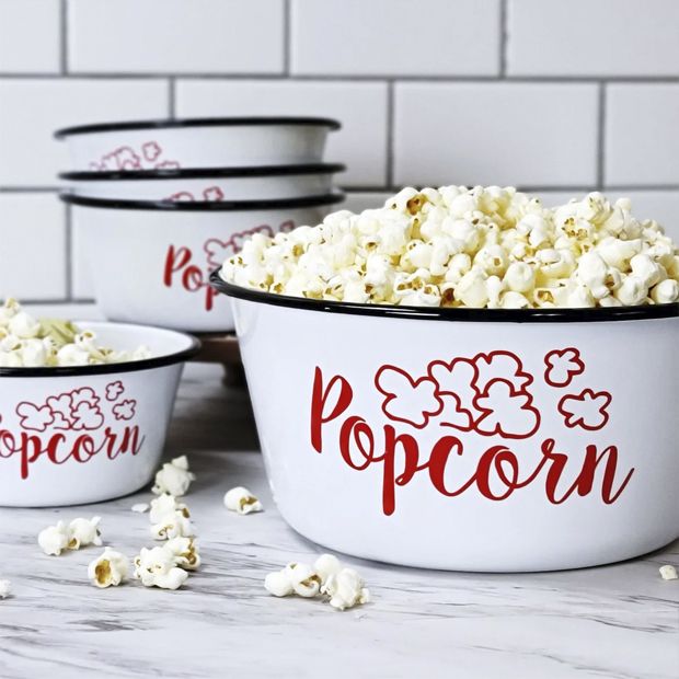 Enamelware Popcorn Bowl Set of 5 | Antique Farmhouse