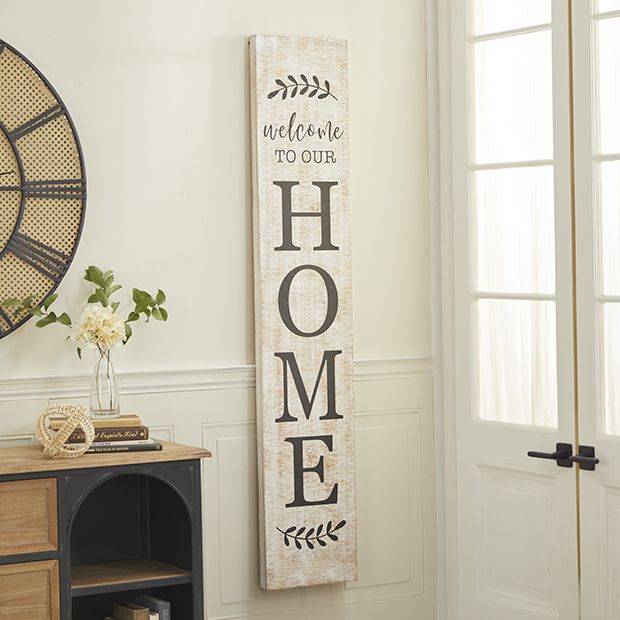 Welcome Vertical Wall Sign | Antique Farmhouse