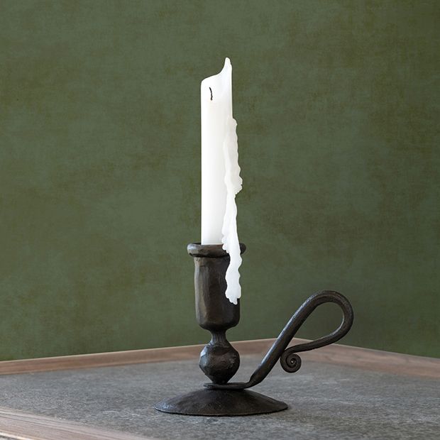 Forged Metal Candle Stick Holder With Handle | Antique Farmhouse