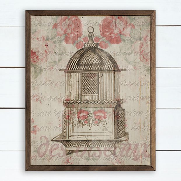 French Country Bird Cage Wall Art Antique Farmhouse