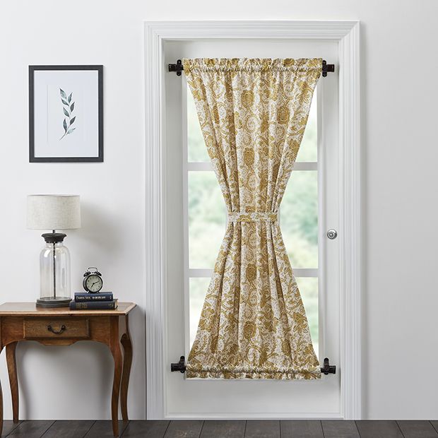 Glorious Gold Floral Door Curtain Panel | Antique Farmhouse