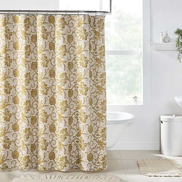 Glorious Gold Floral Shower Curtain | Antique Farmhouse