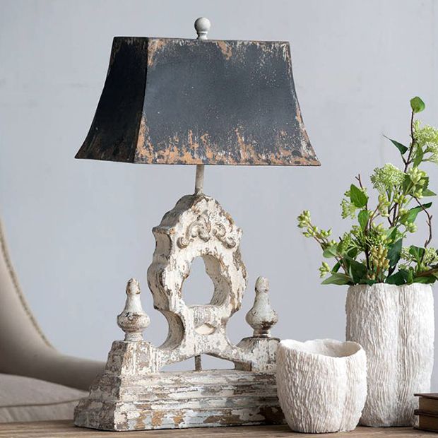 Iron and Wood Table Lamp | Antique Farmhouse