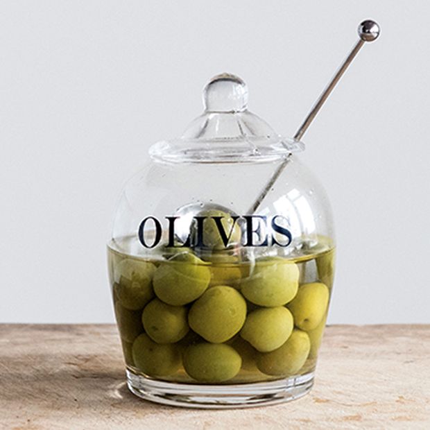 Glass Olive Jar with Spoon