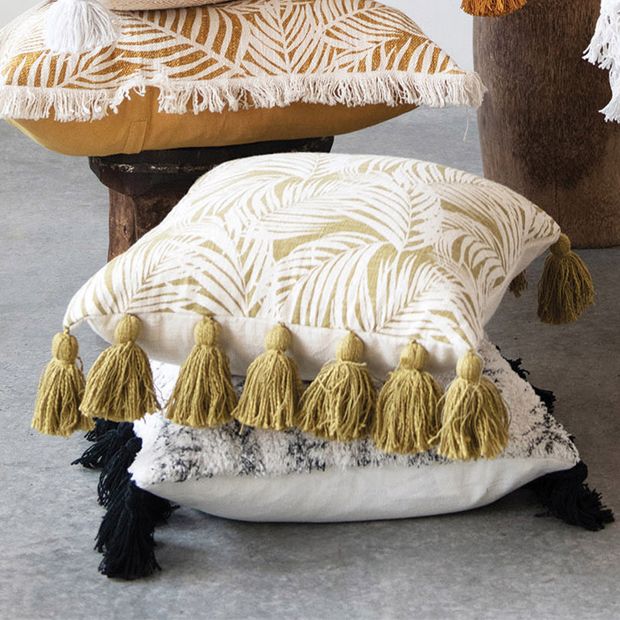 Palm Leaf Pattern Throw Pillow | Antique Farmhouse