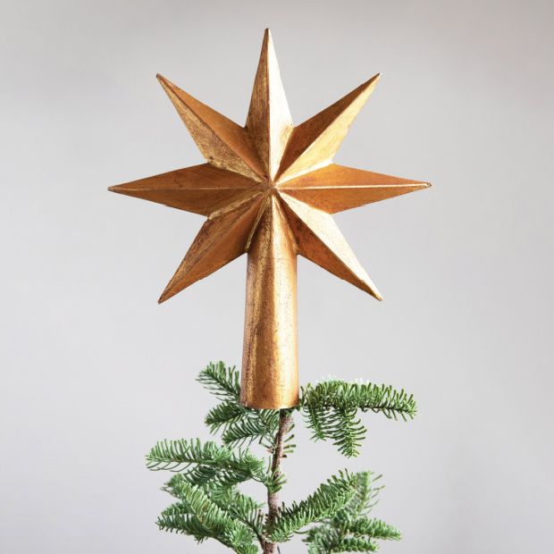 Paper Mache Holiday Star Tree Topper Antique Farmhouse