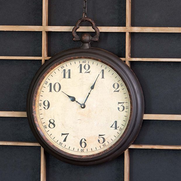 Pocket Watch Wall Clock With Chain | Antique Farmhouse
