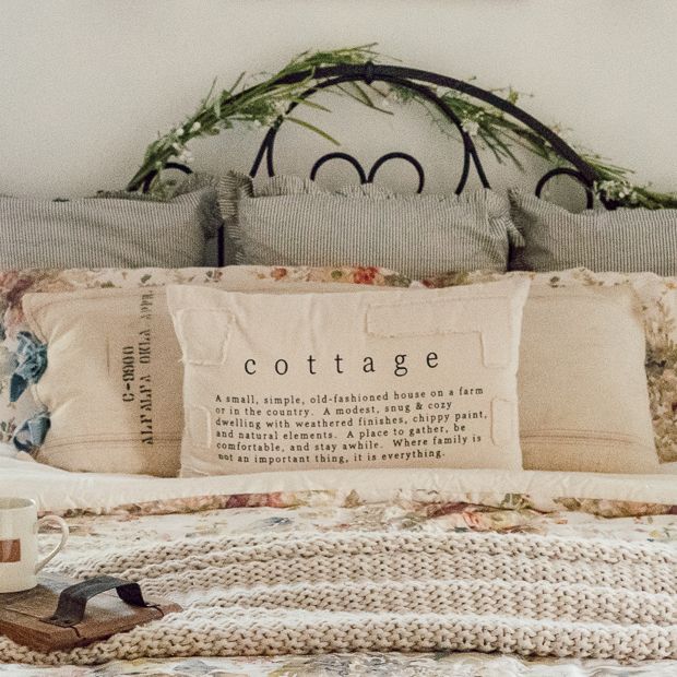 Rectangle Patches Cottage Throw Pillow | Antique Farmhouse