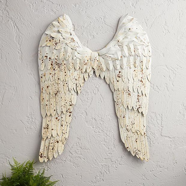 Rustic Textured Metal Angel Wings Wall Decor | Antique Farmhouse