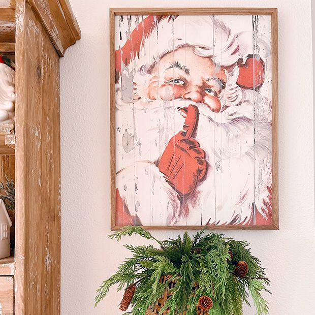 Rustic Vintage Inspired Santa Framed Wall Decor | Antique Farmhouse