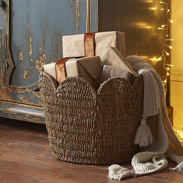 Scalloped Edge Decorative Basket Set of 2 | Antique Farmhouse